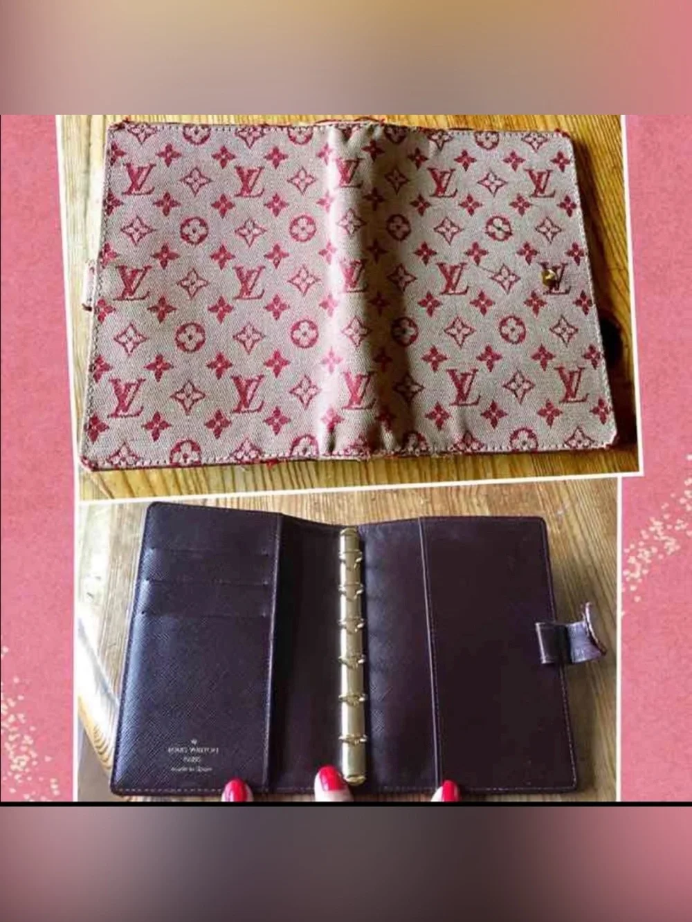 Authentic Louis Vuitton Red Denim PM Agenda